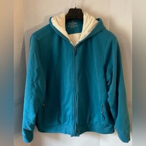L.L. Bean Blue and White Fleece-Lined hoodie jacket 3XL